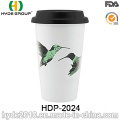 Taza de café plástica de la pared doble al por mayor 16oz con la tapa (HDP-2023)